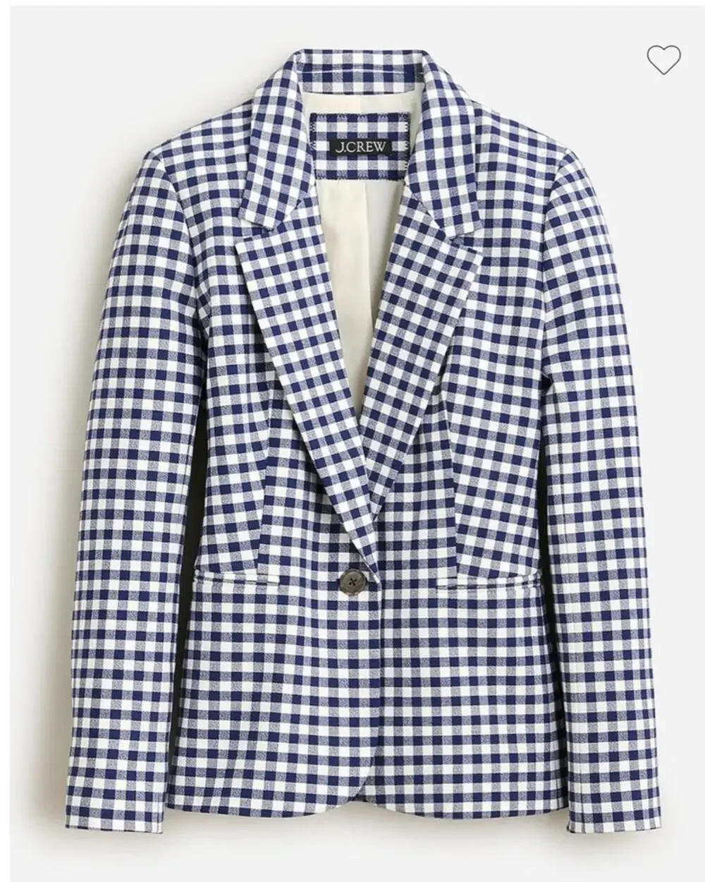 J.Crew Parke Blazer Gingham Bi-Stretch Cotton Navy White Check Size 12